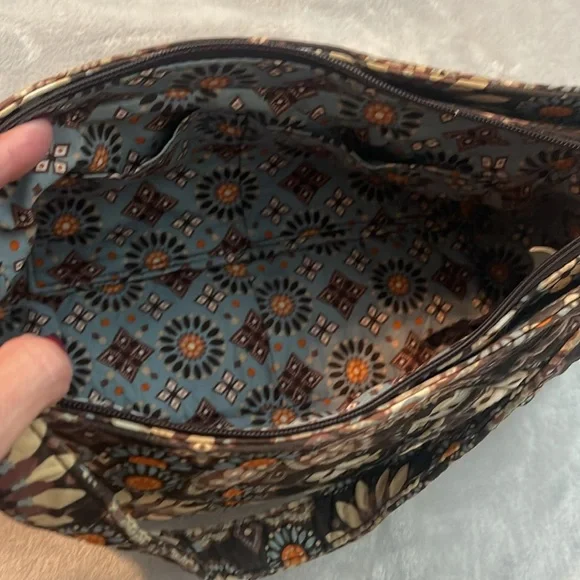 Vera Bradley quilted floral canyon brown/tan/orange design shoulder strap purse - Picture 11 of 13
